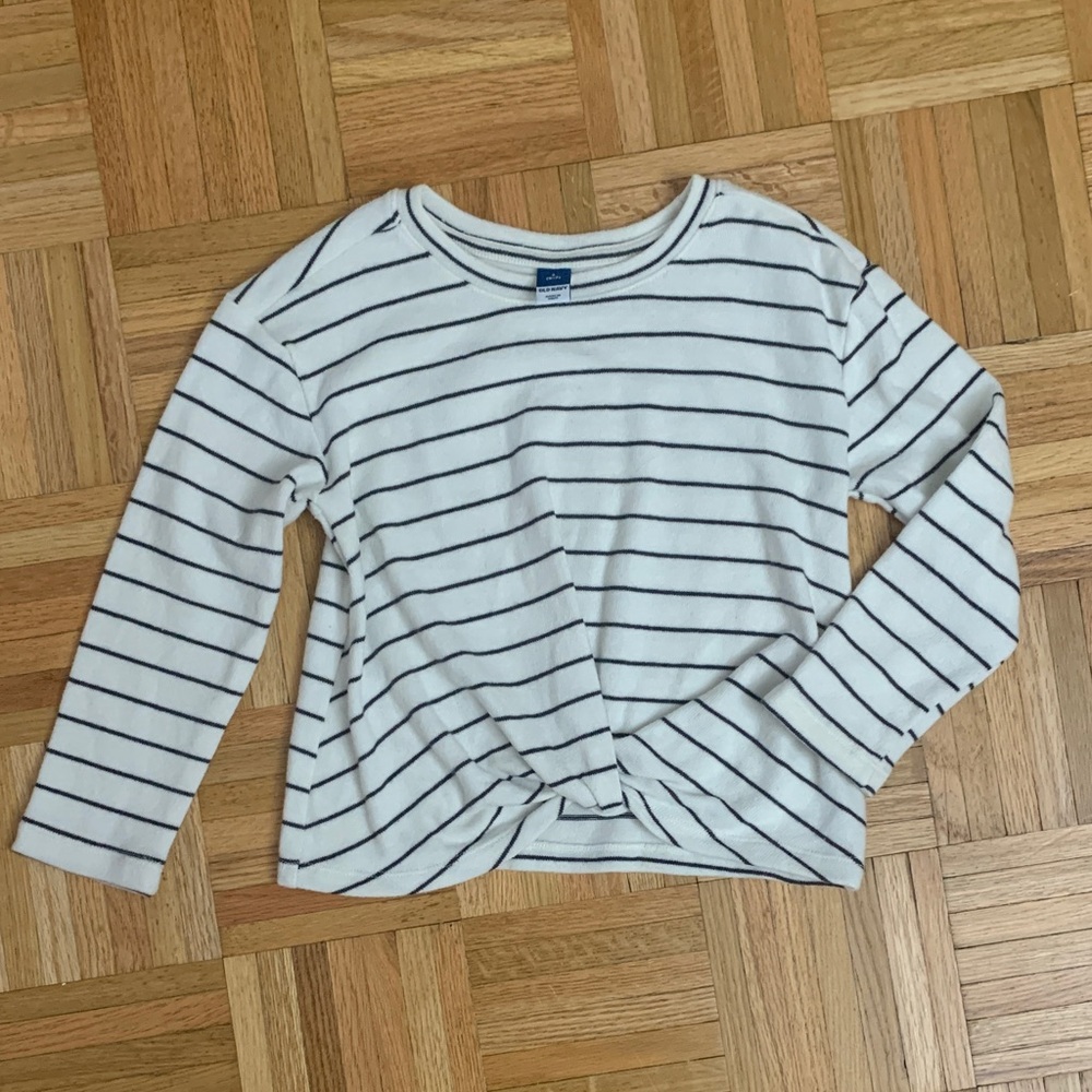 EUC Striped Knot Front Knit Top Old Navy Girls Size Small (6/7)